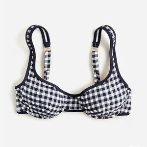 NWT J. Crew Heritage DD-cup underwire bikini top in classic gingham